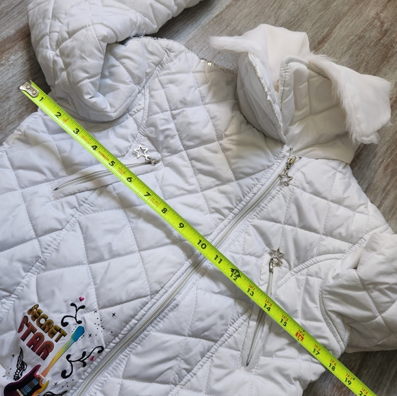 VTG Disney Hannah Montana White Puffer Coat Faux Fur Collar Girls Sz 14/16 - Picture 7 of 10